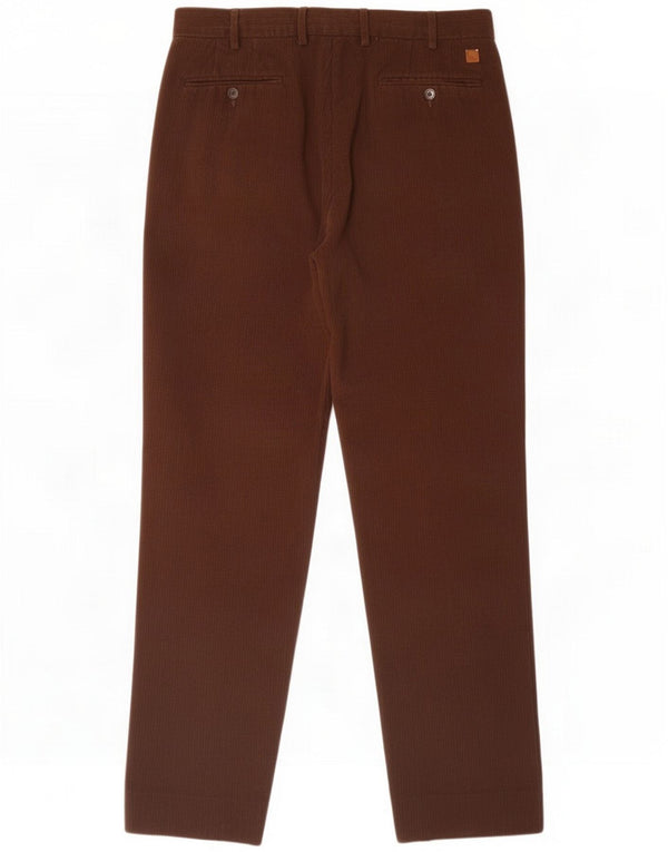 Trussardi Мужские прямые костюмные брюки W38 L32, коричневые хлопковые полоски в тонкую полоску