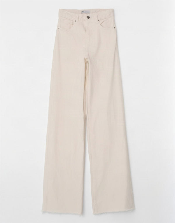 Женские широкие джинсы с завышенной талией Zara EU 34 2XS W24 L33, белый хлопок