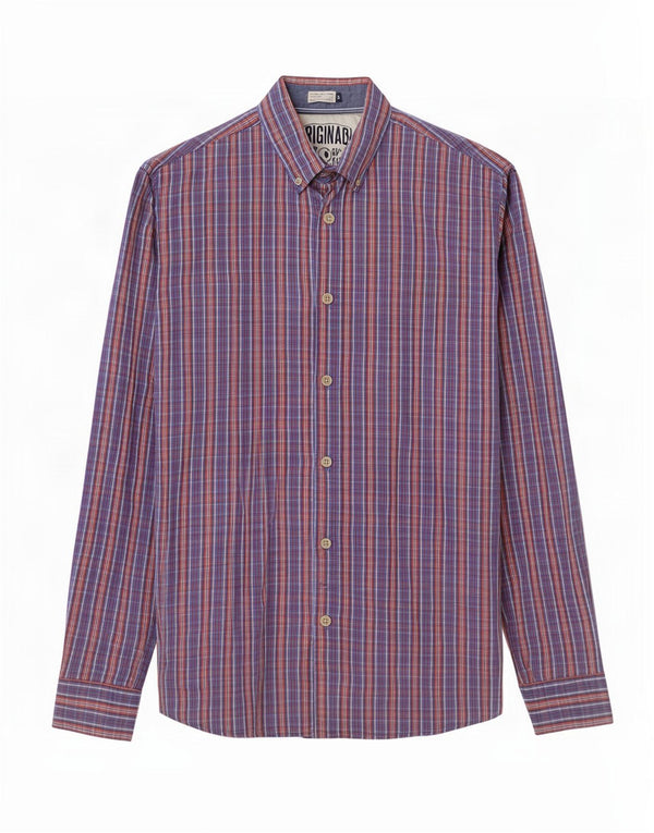 Мужская рубашка Jack & Jones, хлопковая синяя клетка среднего размера
