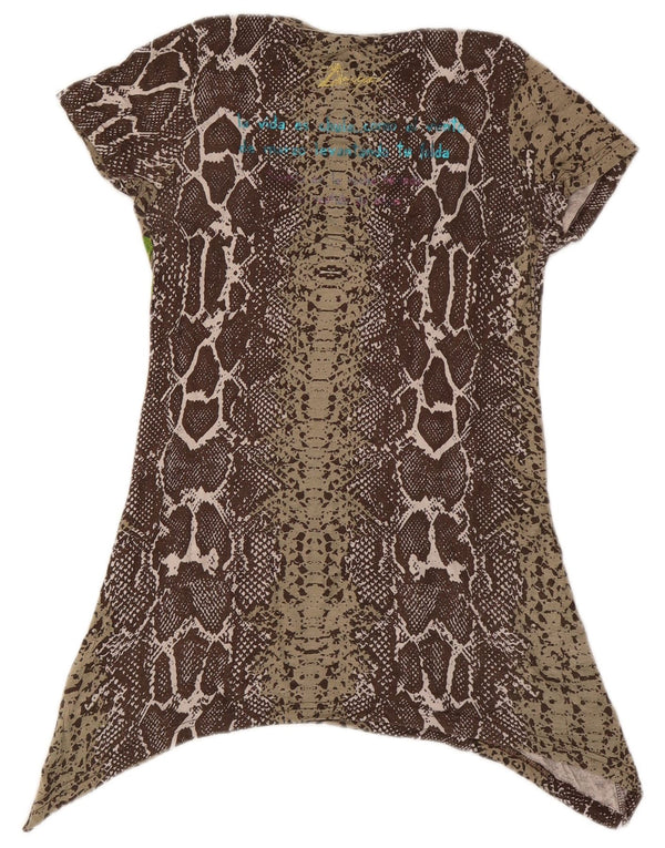 Женская асимметричная туника с графическим рисунком Desigual UK 10, маленький коричневый цвет с животным принтом
