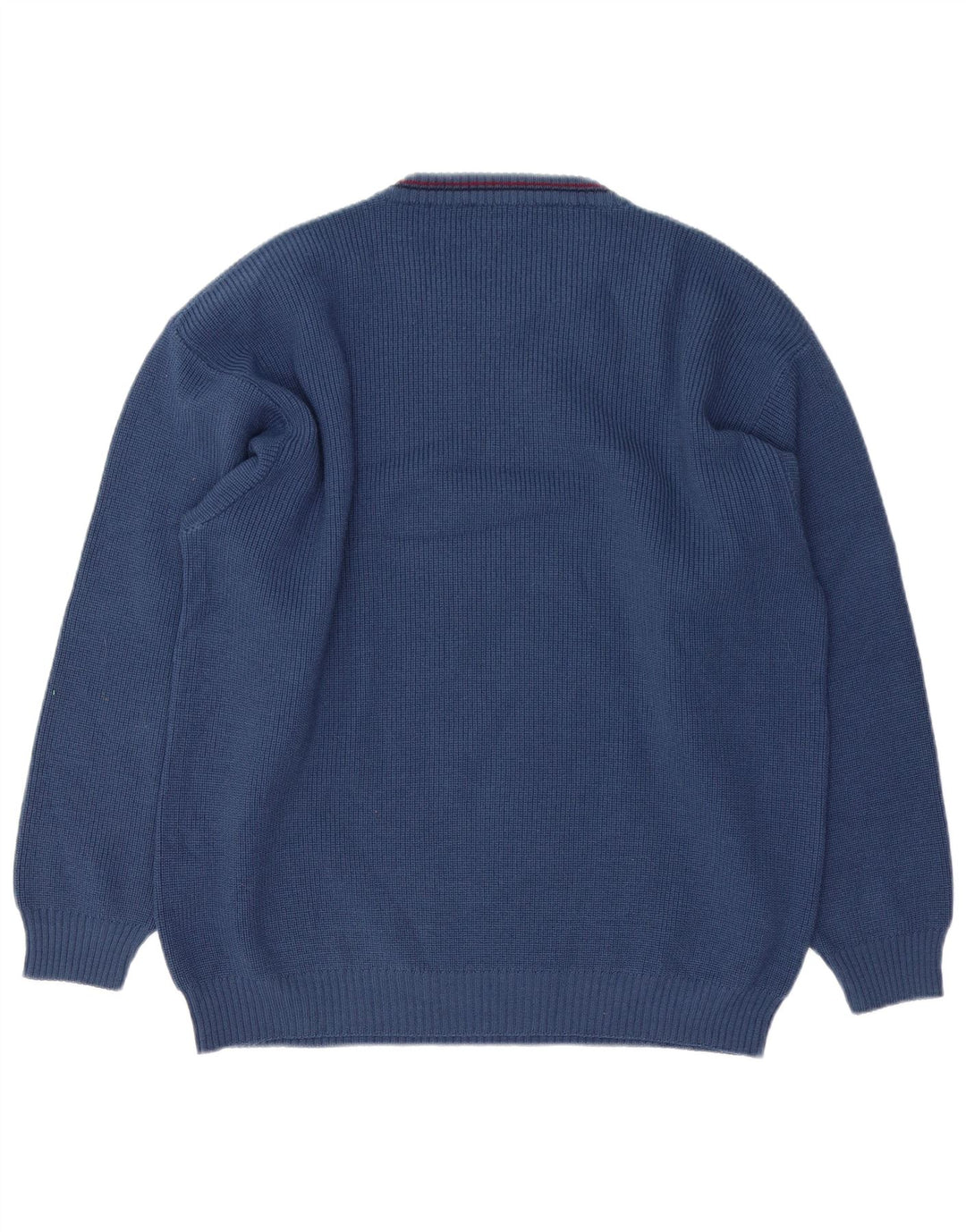 VINTAGE Мужской джемпер с круглым вырезом с рисунком, синий шерстяной свитер XL