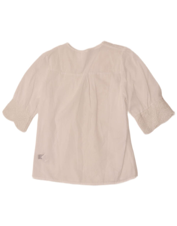 Shein Женская блузка-рубашка с коротким рукавом UK 14, средний белый цветочный полиэстер