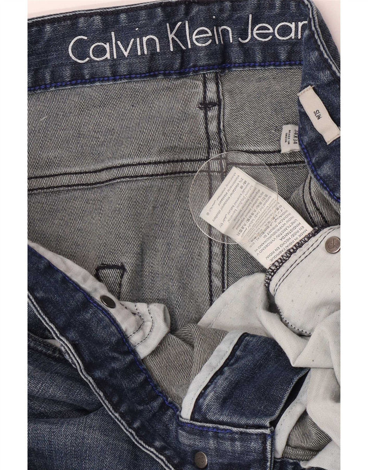 Мужские узкие джинсы Calvin Klein W34 L34 синие, хлопок