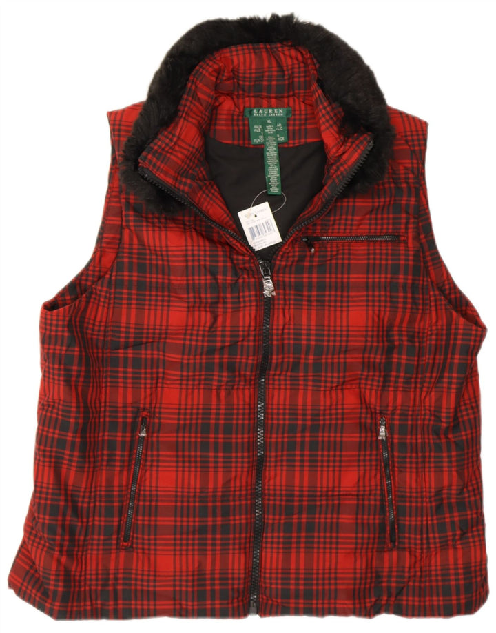 Женский жилет RALPH LAUREN UK 18 XL, красный полиэстер в клетку