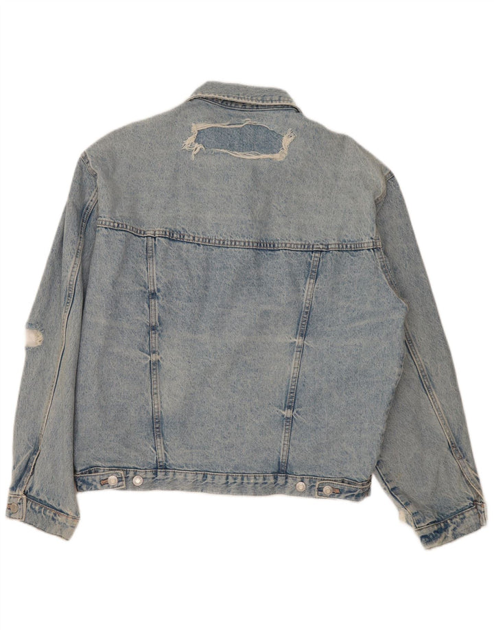 Женская джинсовая куртка оверсайз Zara UK 14, средний синий хлопок