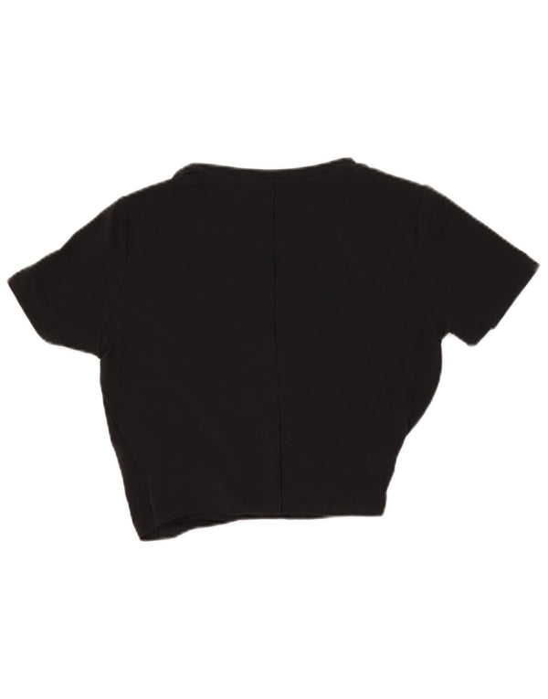 Nike Womens Dri Fit Crop T-Shirt Top UK 10 Small Black Polyester
