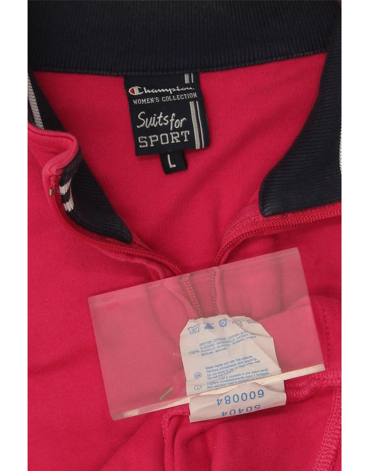 CHAMPION Womens Tracksuit Top Jacket UK 16 Large Pink Cotton