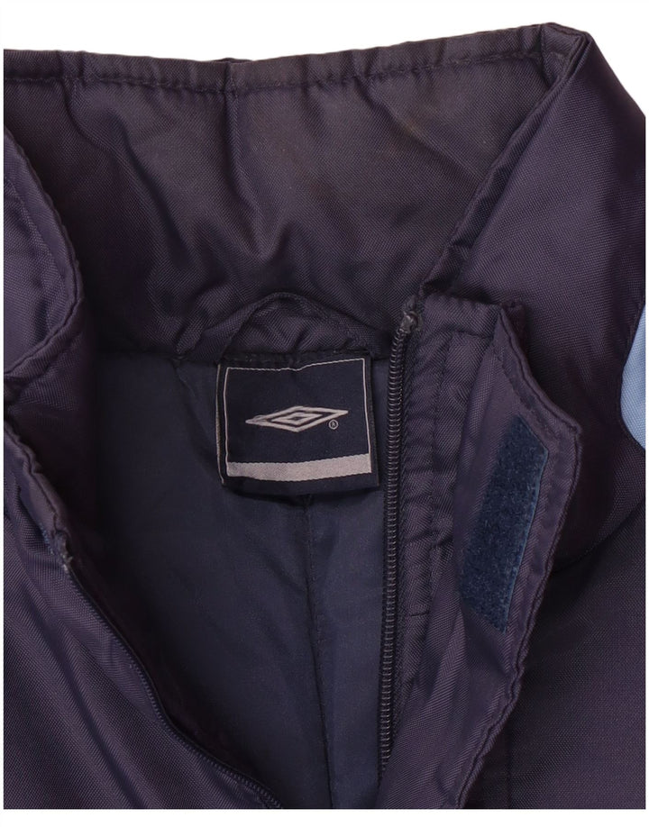 UMBRO Мужское стеганое пальто с капюшоном UK 38, средний темно-синий, нейлон с цветными блоками