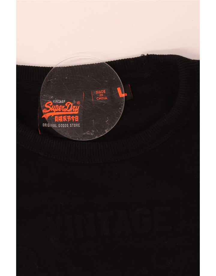 Мужской свитер Superdry, большой черный хлопковый джемпер