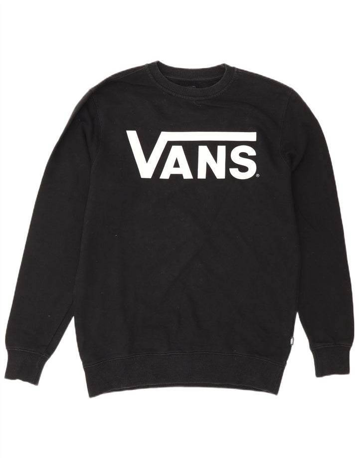 Мужской свитшот с рисунком Vans, маленький черный хлопковый джемпер