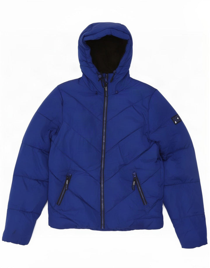 Мужская утепленная куртка с капюшоном Superdry UK 38, средний синий полиэстер