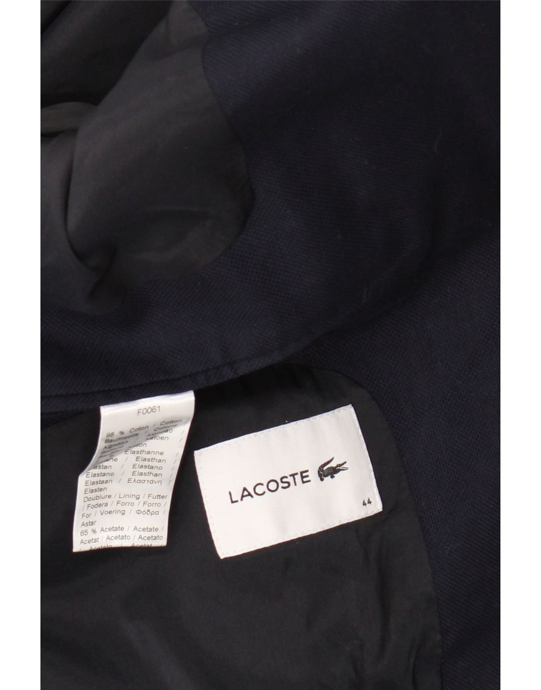Женский пиджак на 1 пуговице Lacoste, размер 44, большой, темно-синий, хлопковый