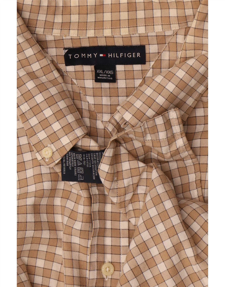 Мужская рубашка Tommy Hilfiger 2XL, бежевая клетка, хлопок