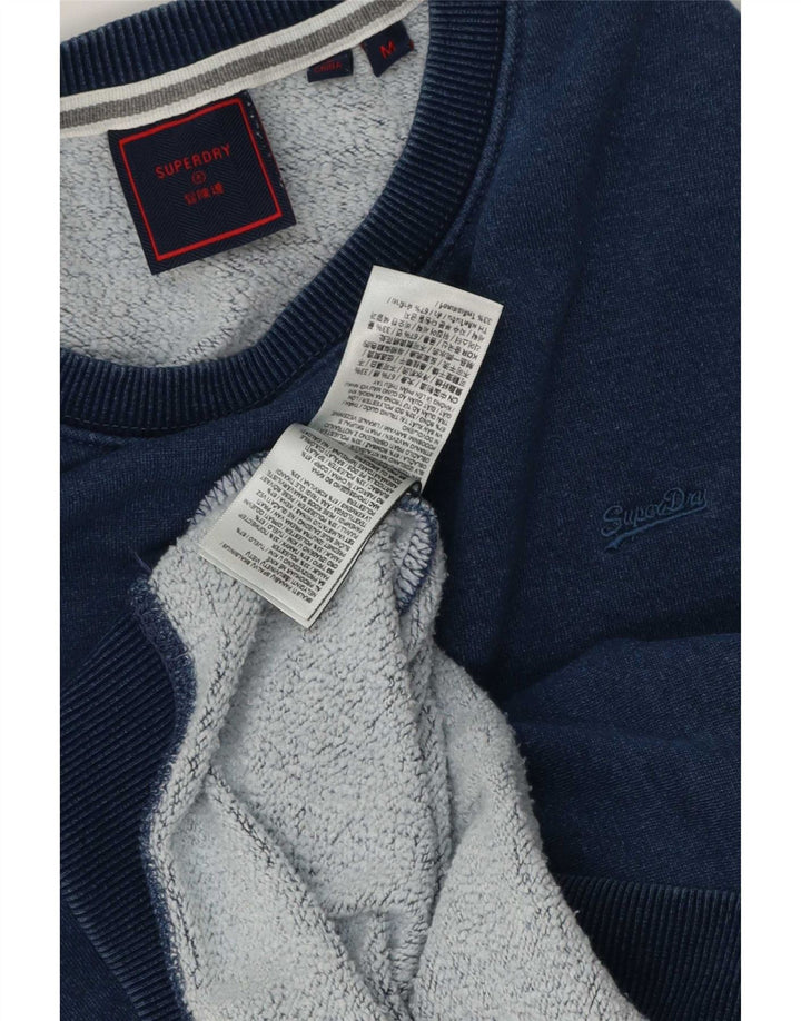 Мужской свитер Superdry, джемпер среднего размера, темно-синий, хлопок