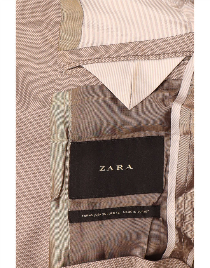 Мужской пиджак Zara на 2 пуговицах EU 46, маленький бежевый полиэстер