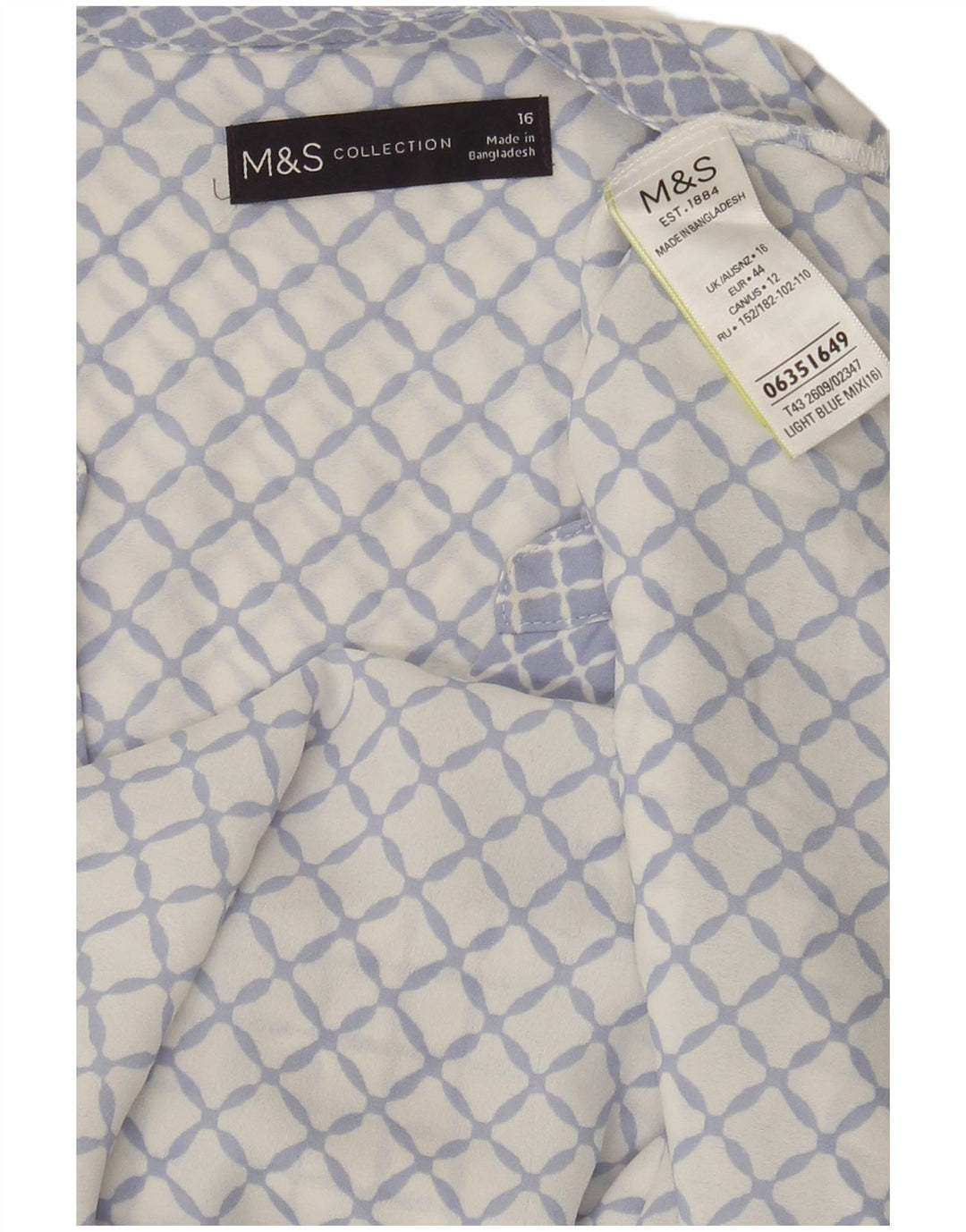 Женская блузка без рукавов Marks & Spencer, Великобритания, 16, большой синий с геометрическим рисунком