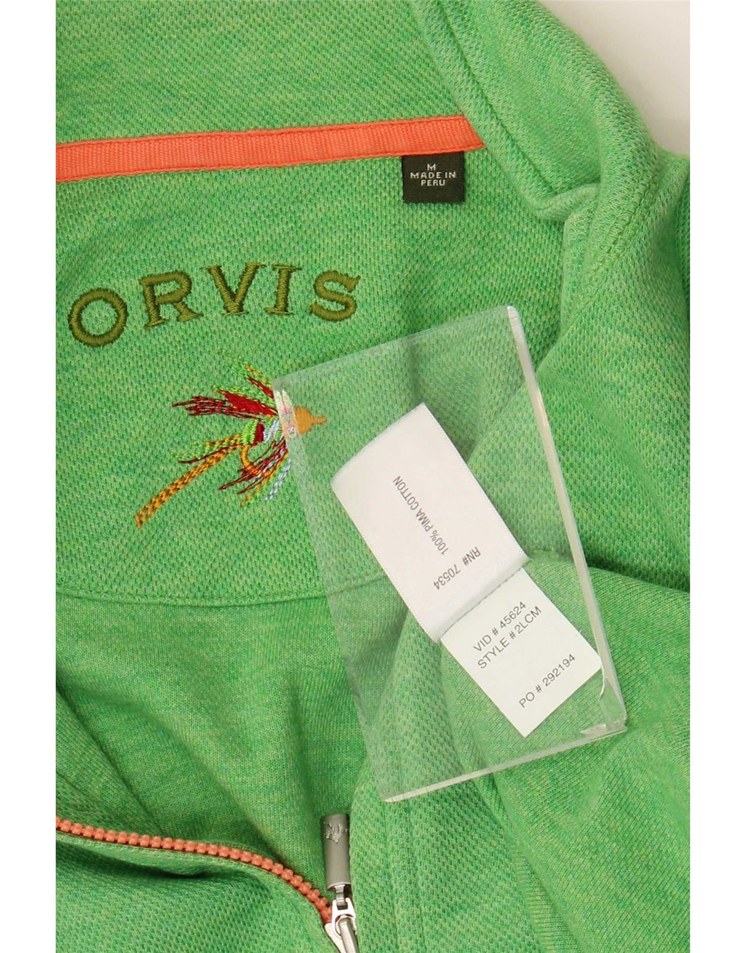 Мужской джемпер с воротником на молнии Orvis, хлопковый свитер среднего зеленого цвета
