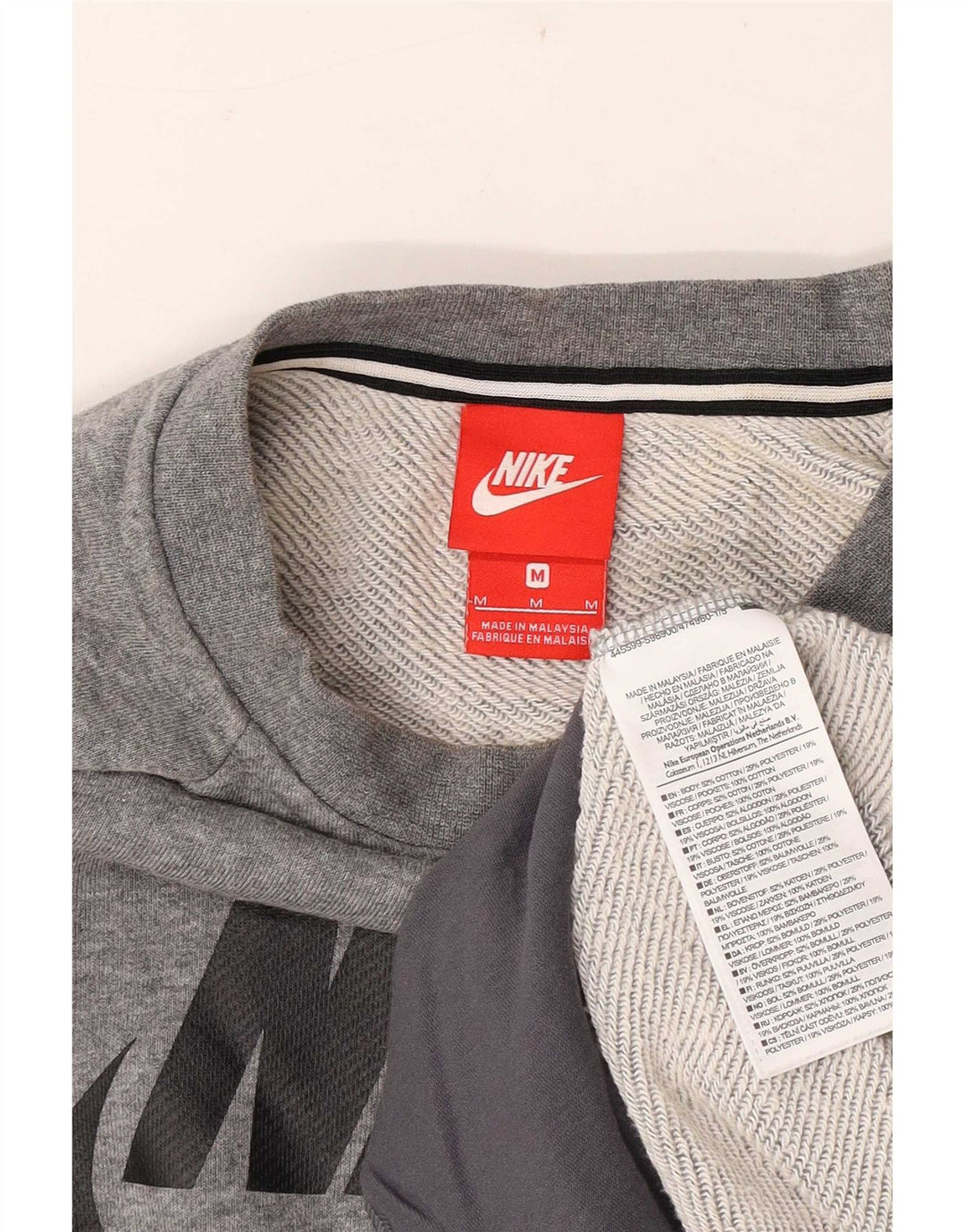 Мужской свитшот с рисунком Nike, хлопковый джемпер среднего серого цвета с крапинками