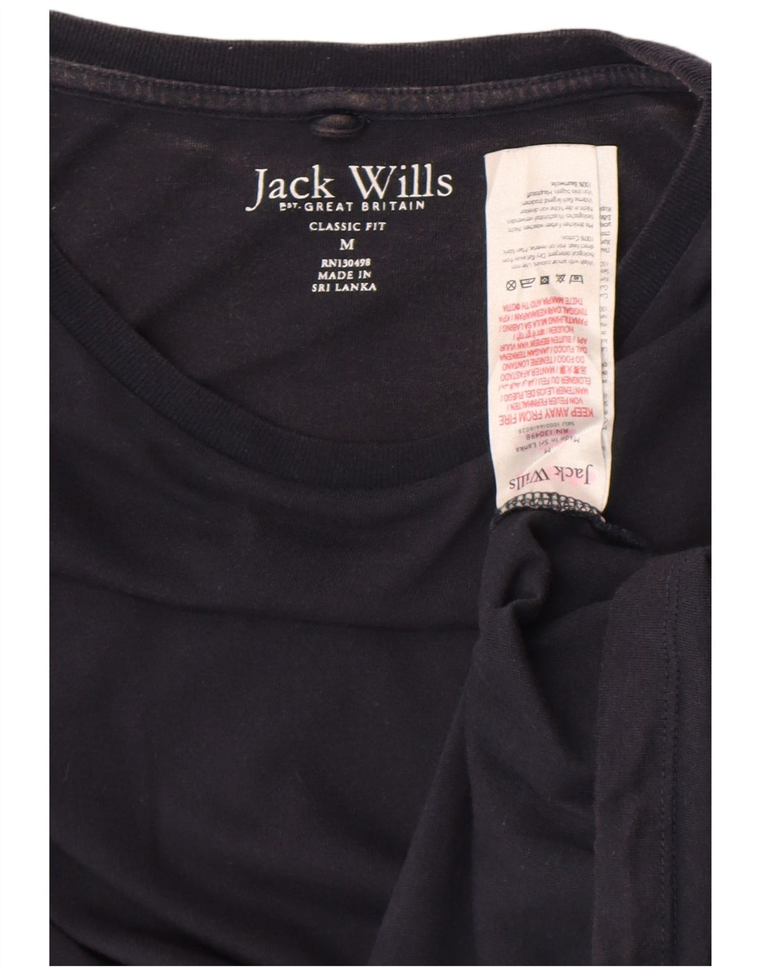 Мужская футболка классического кроя Jack Wills, топ среднего размера, темно-синий, хлопок