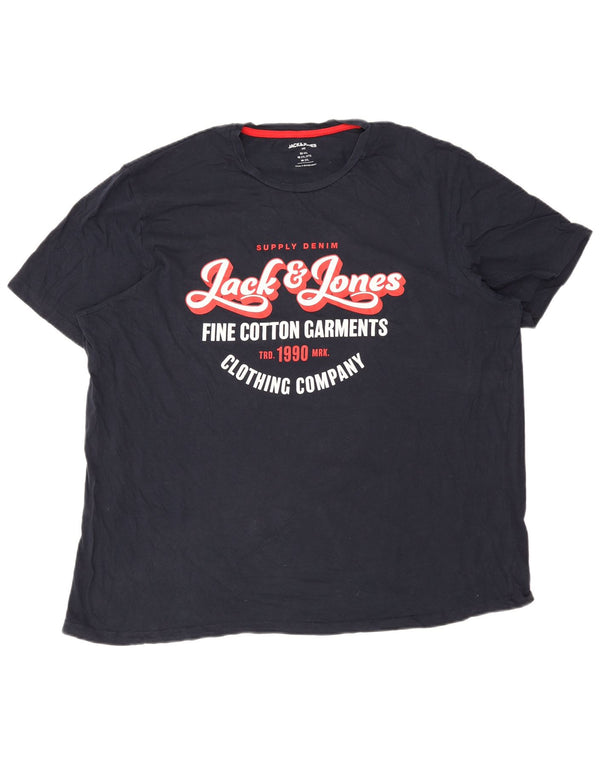 Мужская футболка с рисунком Jack & Jones Top 2XL, темно-синий, хлопок