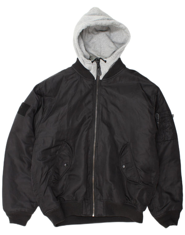 Мужская куртка-бомбер BRANDIT с капюшоном UK 46 3XL, черный нейлон