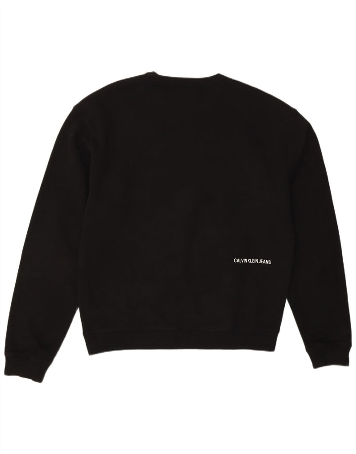 Мужской свитшот с рисунком Calvin Klein Jeans, джемпер среднего размера, черный, хлопок