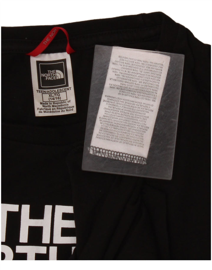 THE NORTH FACE Топ с рисунком для девочек, длинный рукав, 14–15 лет, размер XL, черный хлопок