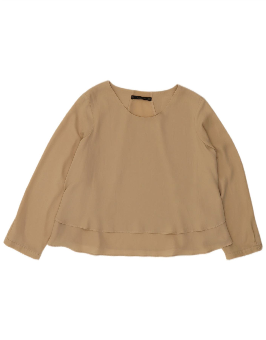 Женская блузка с длинным рукавом Zara Top UK 14, средний бежевый полиэстер