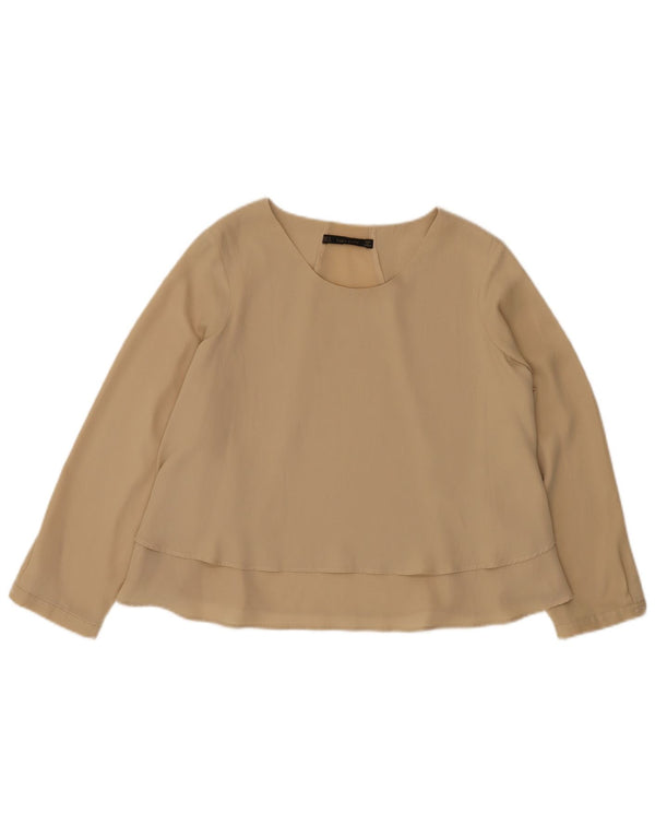 Женская блузка с длинным рукавом Zara Top UK 14, средний бежевый полиэстер