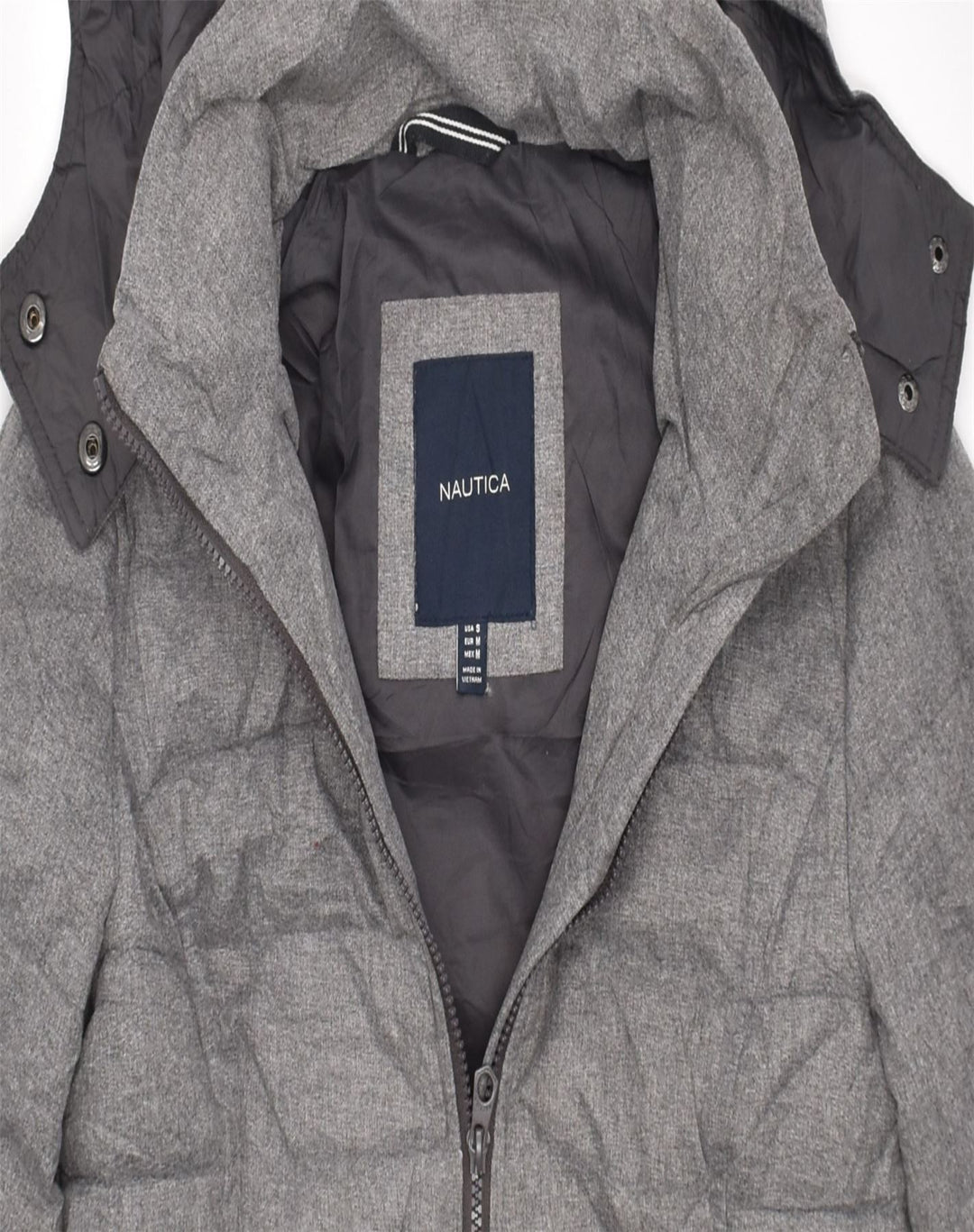 NAUTICA Womens Hooded Padded Jacket UK 14 Medium Grey Polyester | Vintage | Thrift | Second-Hand | Used Clothing | Messina Hembry 