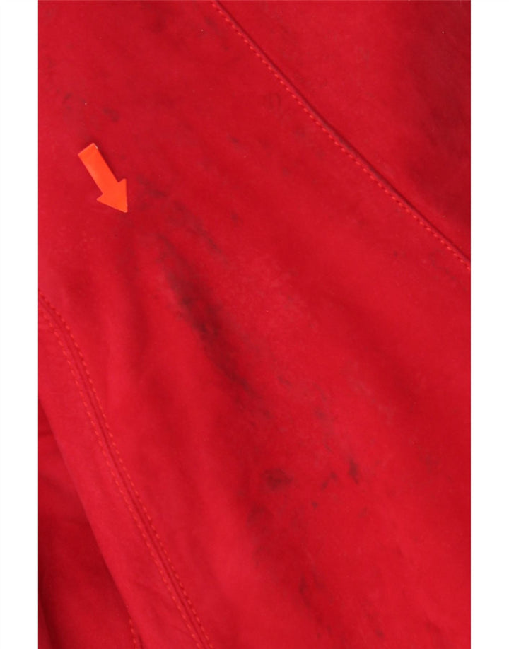 Винтажное женское замшевое пальто оверсайз UK 14, кожа среднего красного цвета