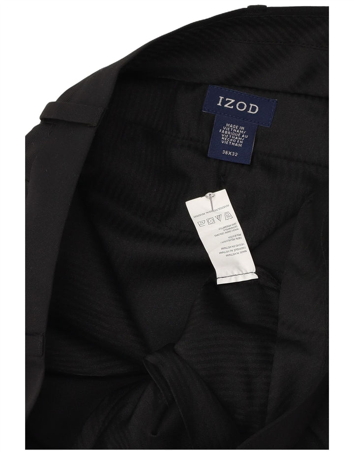 Брюки мужские прямые костюмные Izod W36 L32 черные из полиэстера