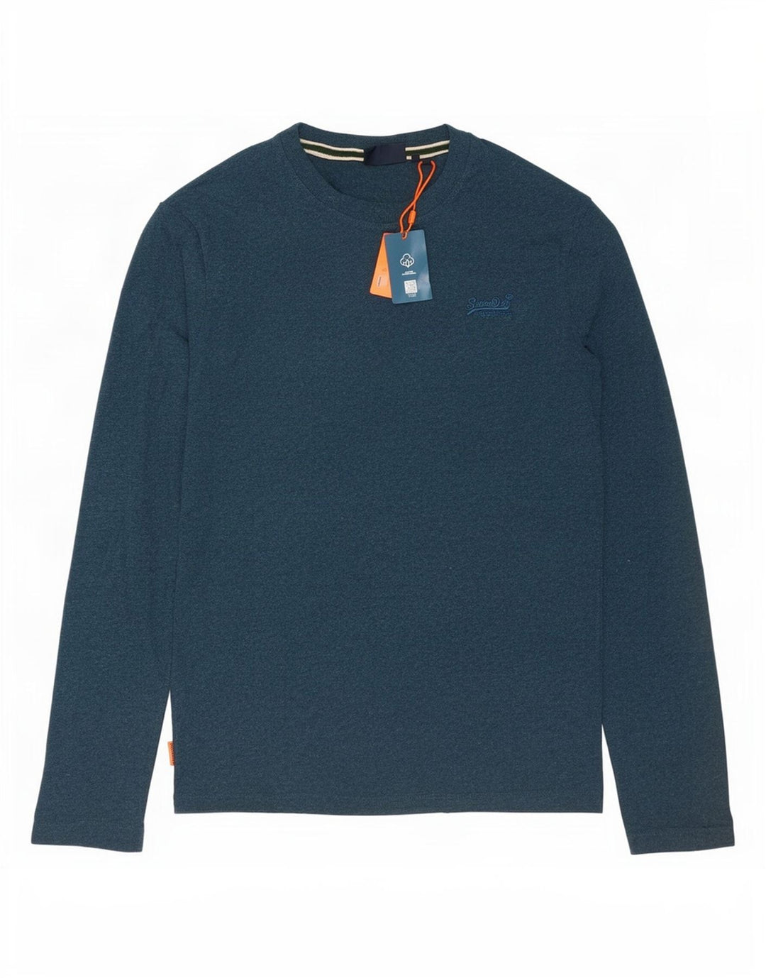 Мужской топ Superdry с длинным рукавом, средний синий хлопок
