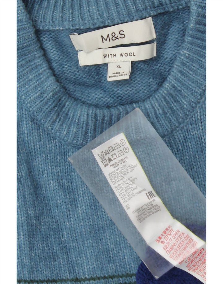 Мужской джемпер с круглым вырезом Marks & Spencer XL в разноцветную полоску