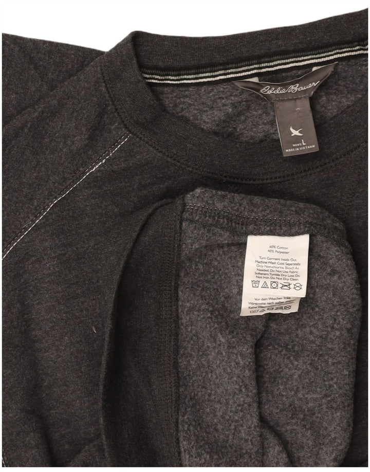 Мужской свитшот EDDIE BAUER, большой серый хлопковый джемпер