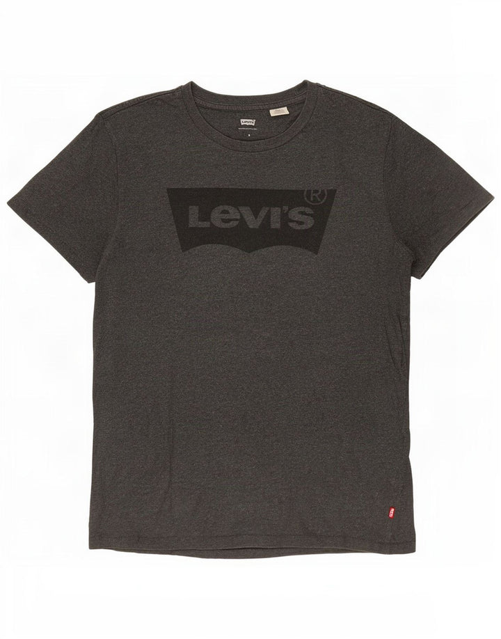 Мужская футболка с рисунком Levi's, маленький серый хлопковый топ в крапинку