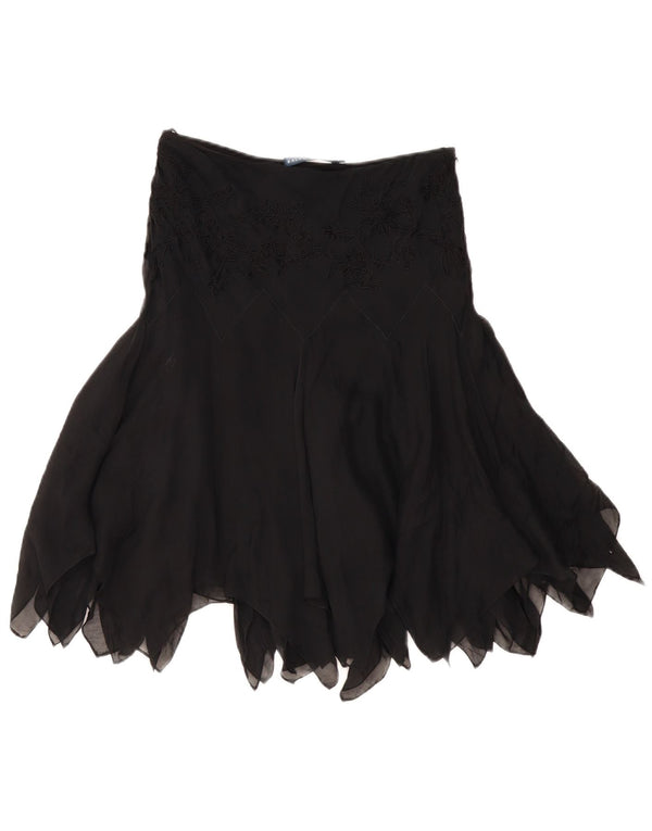 RALPH LAUREN Женская асимметричная юбка US 6 Medium W28 Черная шелковая