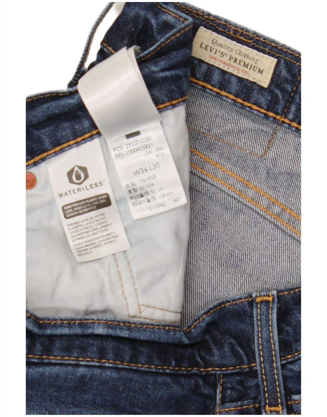 Мужские прямые джинсы LEVI'S W36 L27 синие, хлопок