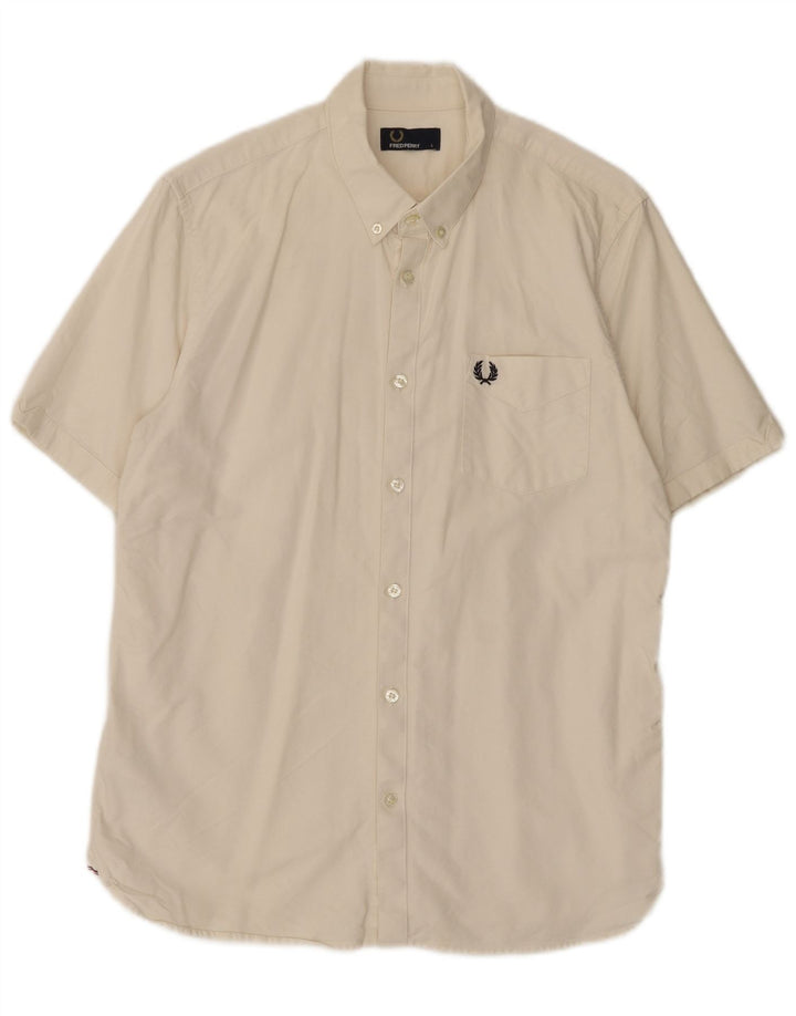 Мужская рубашка с коротким рукавом Fred Perry, большой белый хлопок