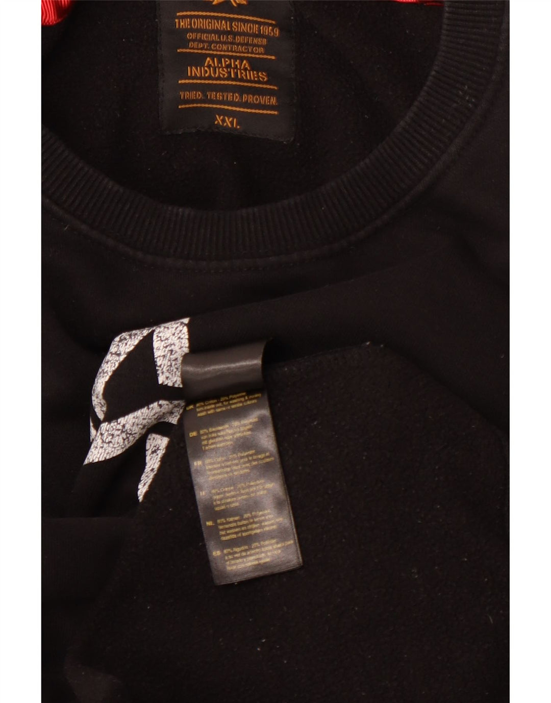 ALPHA INDUSTRIES Мужской свитшот с рисунком джемпер 2XL, черный хлопок