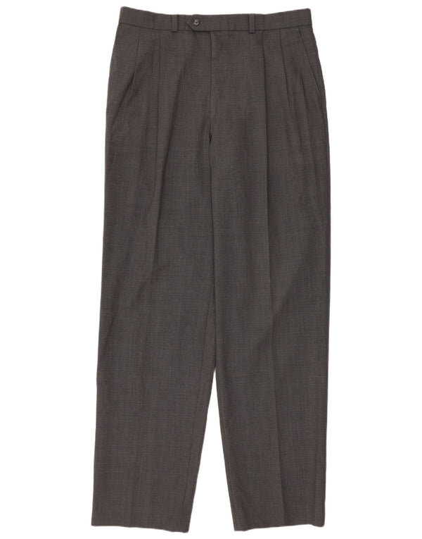 Marks & Spencer Mens Pegged Suit Trousers W34 L33 Grey Wool