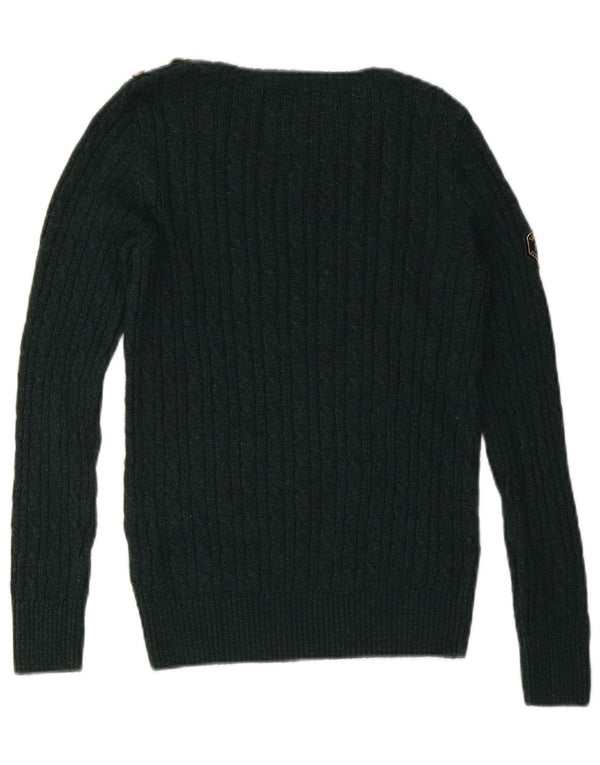 Женский свитер с вырезом «лодочка» SUPERDRY UK 10, маленький зеленый акрил