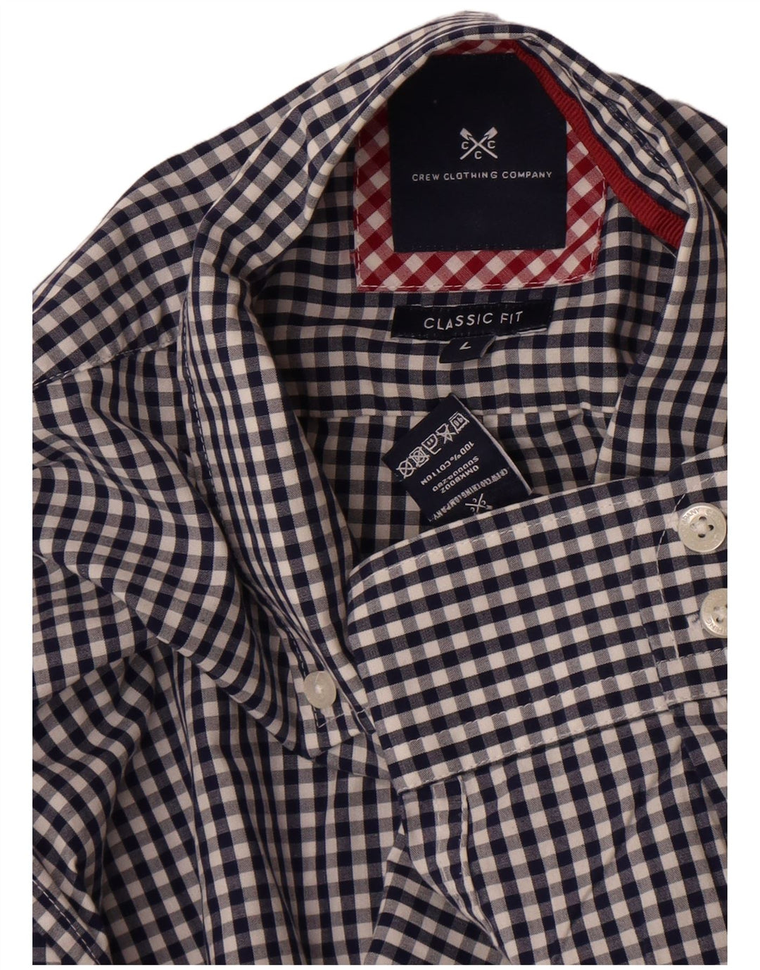 Crew Clothing Мужская классическая рубашка большого размера из хлопка в мелкую клетку темно-синего цвета