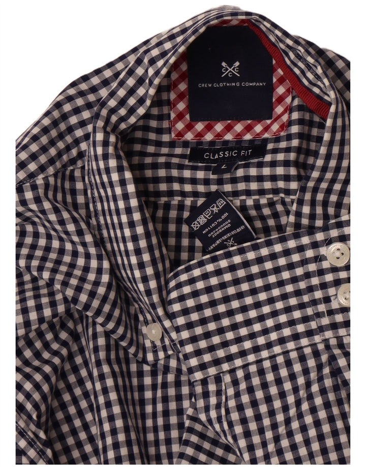 Crew Clothing Мужская классическая рубашка большого размера из хлопка в мелкую клетку темно-синего цвета