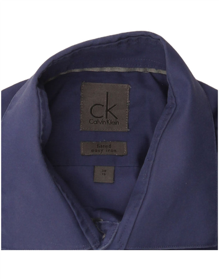 Мужская приталенная рубашка Calvin Klein, размер 38 15, средний синий