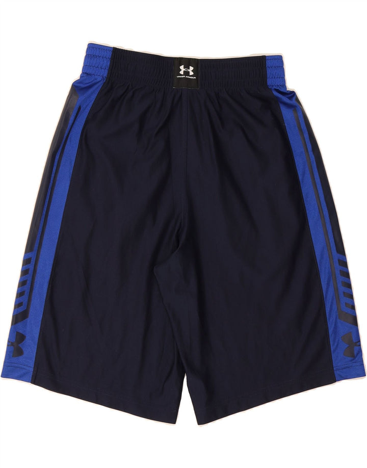 UNDER ARMOUR Mens Sport Shorts Medium Navy Blue Colourblock Vintage Under Armour and Second-Hand Under Armour from Messina Hembry 