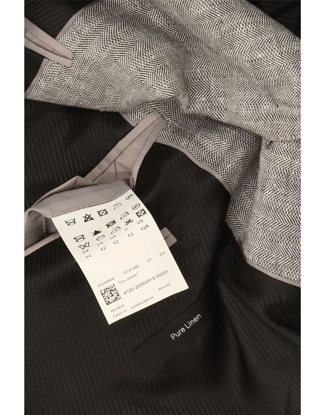 Мужской блейзер Hugo Boss с 2 пуговицами EU 62 6XL Серый льняной