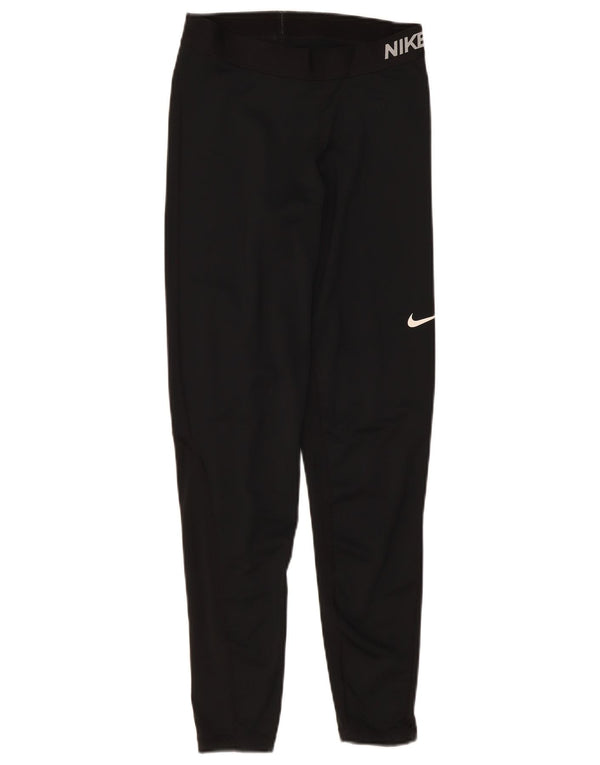 Женские леггинсы с рисунком Nike Dri Fit UK 12, средний черный, полиэстер