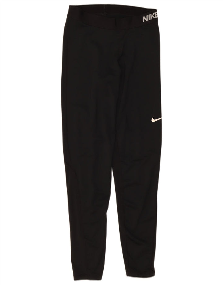 Женские леггинсы с рисунком Nike Dri Fit UK 12, средний черный, полиэстер