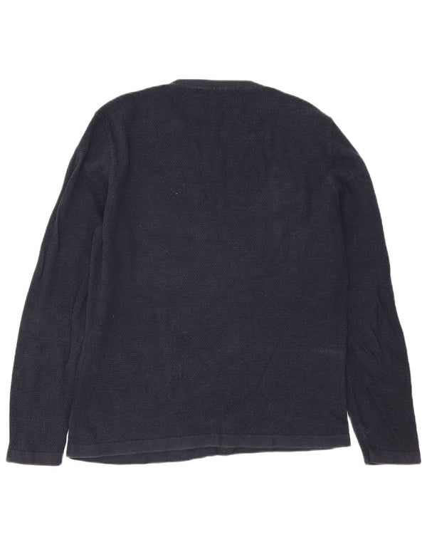 Мужской джемпер с круглым вырезом Jack & Jones, большой темно-синий хлопковый свитер